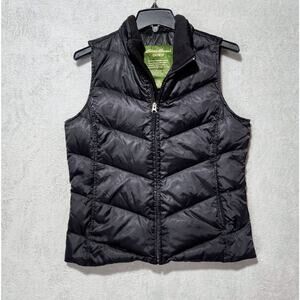 Eddie Bauer Goose Down Puffer Vest Black Zipper Pockets Womens Size Small